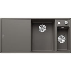 Evier Axia III 6 S-F Silgranit PuraDur Planche frêne Gris Volcan, cuve princip. à droite 527233