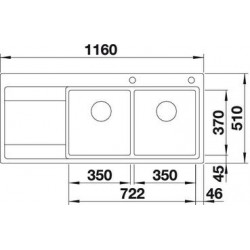Evier Divon II 8 S-IF Inox 1160x510 mm double cuve égouttoir à droite Inox 521664