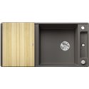 Evier Axia III XL 6 S-F Silgranit PuraDur Planche frêne Gris Volcan 527237