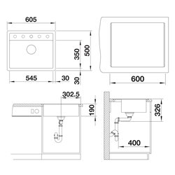 Evier Dalago 6-F 615x510 mm Blanc Soft 527064