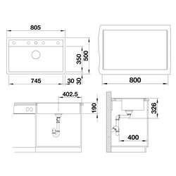 Evier Dalago 8-F 815x510 mm Blanc Soft 527066