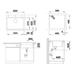 Evier Etagon 6 600x510 mm Gris Volcan 527259