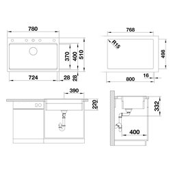 Evier Etagon 8 780x510 mm Gris Volcan 527262