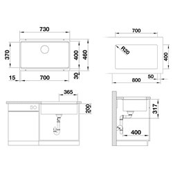 Evier Etagon 700-U 730x460 mm Gris Volcan 527261