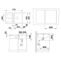 Evier Metra 45 S-F Gris Volcan 527290
