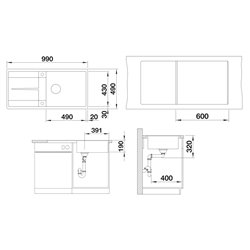 Evier Metra XL 6 S-F Gris Volcan 527308