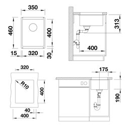Evier Subline 320-U Silgranit 350x460 mm Blanc Soft 527160