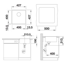 Evier Subline 400 F Silgranit 430x460 mm Blanc Soft 527165