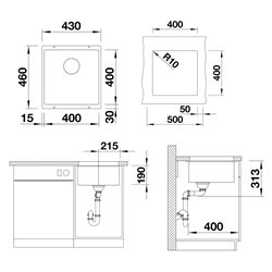 Evier Subline 400-U Silgranit 430x460 mm Blanc Soft 527166