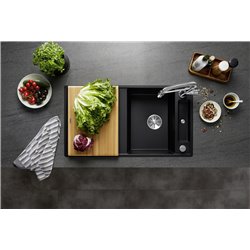 Evier Axia III 5 S Silgranit PuraDur Planche frêne Noir 525845