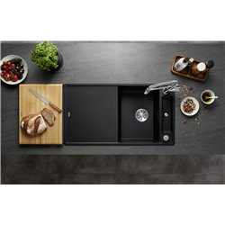 Evier Axia III 5 S Silgranit PuraDur Planche frêne Noir 525845