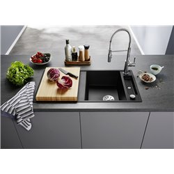Evier Axia III 5 S Silgranit PuraDur Planche frêne Noir 525845
