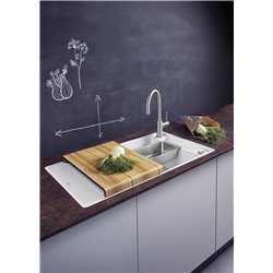 Evier Axia III 5 S-F Silgranit PuraDur Blanc Planche frêne 523228