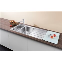 Evier Axis III 6 S-IF Egouttoir à droite avec planche en verre Inox 522105