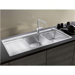 Evier Divon II 8 S-IF Inox 1160x510 mm double cuve égouttoir à gauche Inox 521665