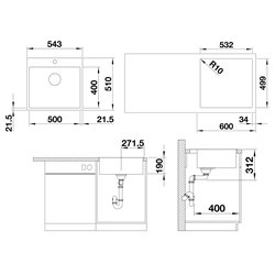 Evier Subline 500-IF SteelFrame Silgranit Noir Automatique 525999