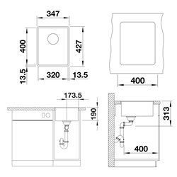 Evier Subline 320 F Silgranit 350x460 mm Noir 525982