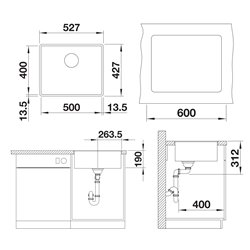 Evier Subline 500 F Silgranit 530x460 mm Noir 525994