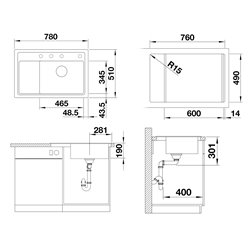 Evier Zenar XL 6 S Compact Silgranit sans access. Noir 526052