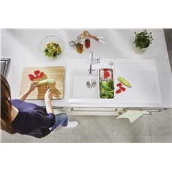 Evier Zenar XL 6 S Silgranit sans access. Egouttoir droite Blanc 524001