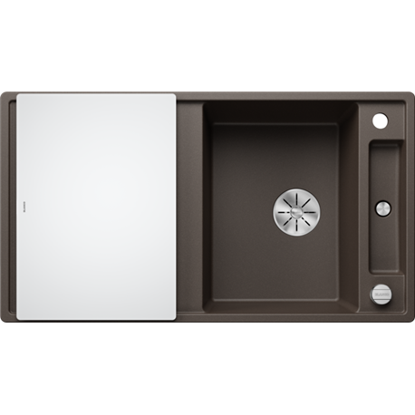 Evier Axia III 5 S Silgranit PuraDur Planche verre blanc Café 523224