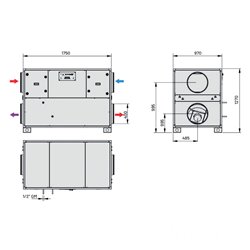VMC double flux tertiaire CADB/T-HE PRO-REG Droite Vertical Avec batterie électrique 2700 m3/h