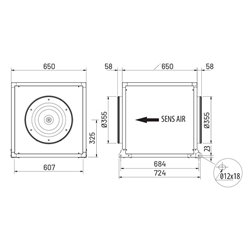 Caisson de ventilation CVAB/T 2800 m3/h Ø355 mm monophasé