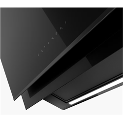 Hotte inclinée Mythos Pro Noir, profils noir mat 90 cm 233476