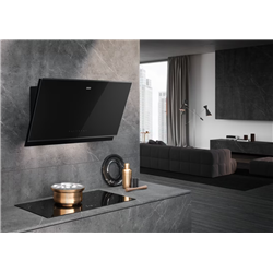 Hotte inclinée Mythos Pro Noir, profils noir mat 90 cm 233476