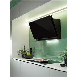 Hotte inclinée Mythos Pro Noir, profils noir mat 90 cm 233476