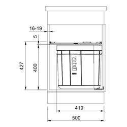Poubelle sous évier Sorter solo 600, 1 bac 40 Litres 160197