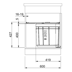 Poubelle sous évier Sorter solo 450, 1 bac 40 Litres 160142