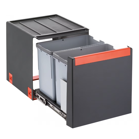 Poubelle sous évier Cube 40, 2 bacs 14 + 14 Litres 015627