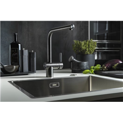 Mitigeur cuisine Atlas Neo Sensor Inox noir à bec 886888