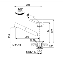 Mitigeur Orbit - à douchette monojet - extractible - Inox FRANKE