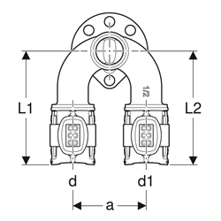 Applique double 90° FlowFit Ø 15/15/20 mm 620.832.00.1