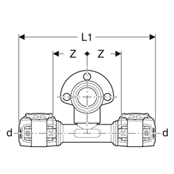 Lot de 10 appliques en T 90° FlowFit, déportée Ø 15 mm 620.981.00.1