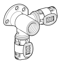 Lot de 10 appliques en T 90° FlowFit, déportée Ø 15 mm 620.981.00.1