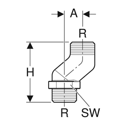 Coude de raccordement 90° FlowFit en tube métallique avec raccord union pour eurocône Ø 20 mm 653.478.00.1