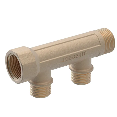 Nourrice de distribution FlowFit avec raccord fileté et départ pour MasterFix longueur 16,5 cm Ø 20/15/20 mm 653.429.00.1 Nourrice de distribution FlowFit avec raccord fileté et départ pour MasterFix longueur 16,5 cm Ø 20/15/20 mm 653.429.00.1