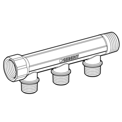 Nourrice de distribution FlowFit avec raccord fileté et départ pour MasterFix longueur 16,5 cm Ø 20/15/20 mm 653.429.00.1