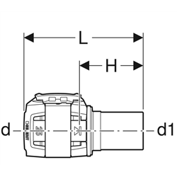 Raccord FlowFit sur Mapress, avec tube à insérer, acier inoxydable Ø 12 mm 620.250.00.1