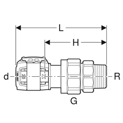 Raccord intermédiaire FlowFit avec filetage mâle Ø 50/65 mm 620.596.00.1