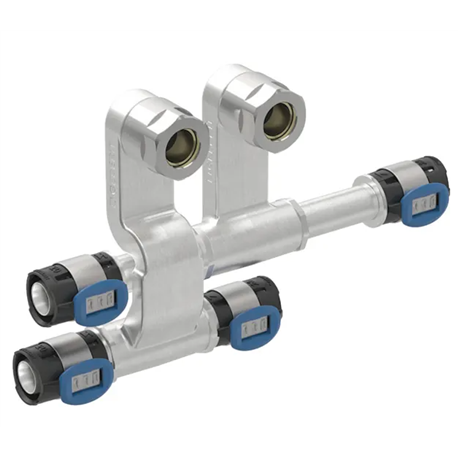 Pack de tés de raccordement FlowFit pour aller et retour, avec raccord union pour eurocône Ø 15/12/15 mm 619.441.22.2 Pack de tés de raccordement FlowFit pour aller et retour, avec raccord union pour eurocône Ø 15/12/15 mm 619.441.22.2
