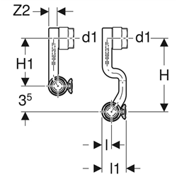 Pack de tés de raccordement FlowFit pour aller et retour, avec raccord union pour eurocône Ø 15/12/15 mm 619.441.22.2