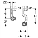 Pack de tés de raccordement FlowFit pour aller et retour, avec raccord union pour eurocône Ø 15/12/15 mm 619.441.22.2