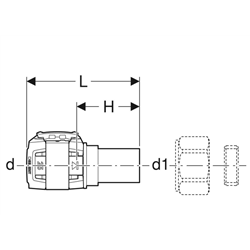 Raccord Flowfit sur raccord à compression sur tube en cuivre Ø 20 mm 620.722.00.1
