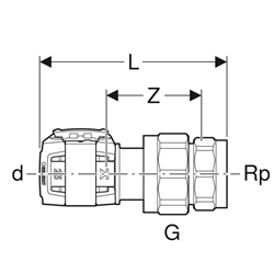 Raccord intermédiaire FlowFit avec filetage femelle Ø 32 mm 620.604.00.1