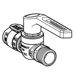 Robinet à boisseau sphérique FlowFit avec filetage mâle et levier de déclenchement Ø 15 mm 619.866.00.1