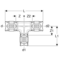 Lot de 10 tés réduit FlowFit Ø 20/20/15 mm 620.142.00.1